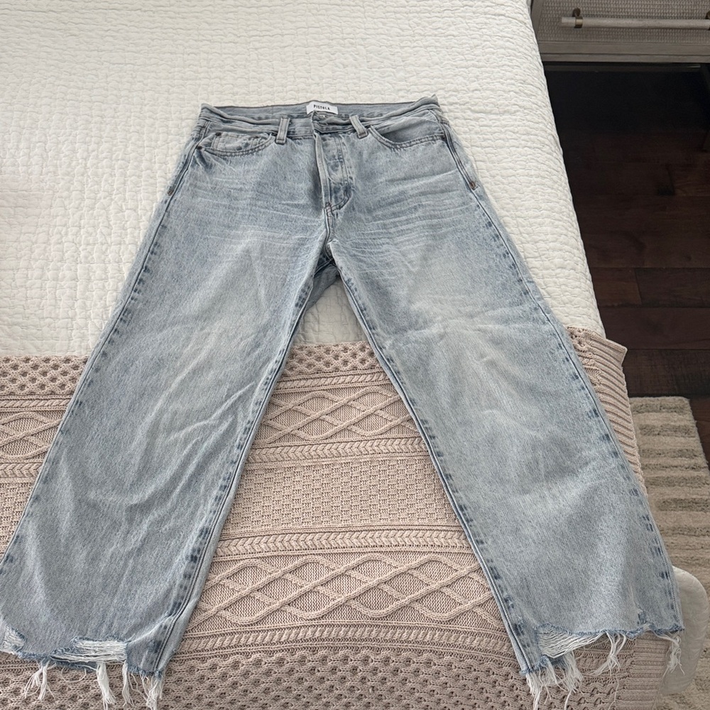 pistola Light Blue Boyfriend Jeans with Raw Hem